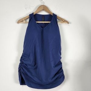 Kimi & Kai maternity womens athletic top Sz M racerback blue padded rouched side